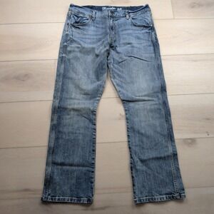 Wrangler Retro Slim Boot Jeans Mens 36x32 Blue Denim Stretch Western Cowboy